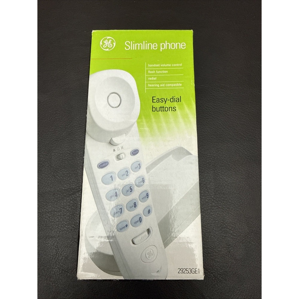 GE Corded Slimline Telephone Easy Dial Buttons Wired Landline Home Wall Phone